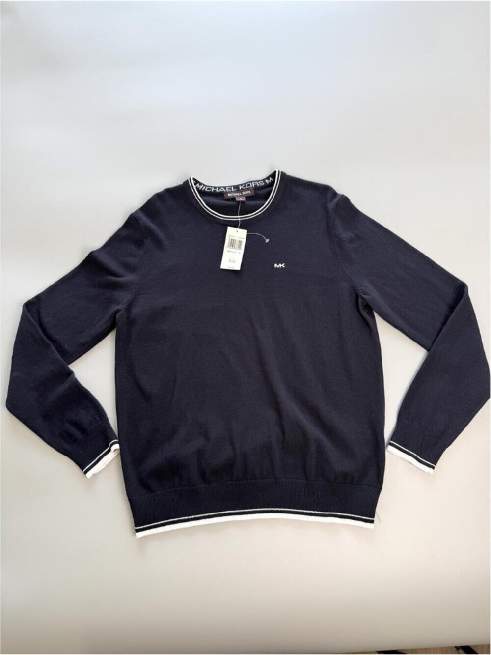 Michael Kors Knit‎ Sweater Size M Black Crewneck Minimal Preppy Pullover